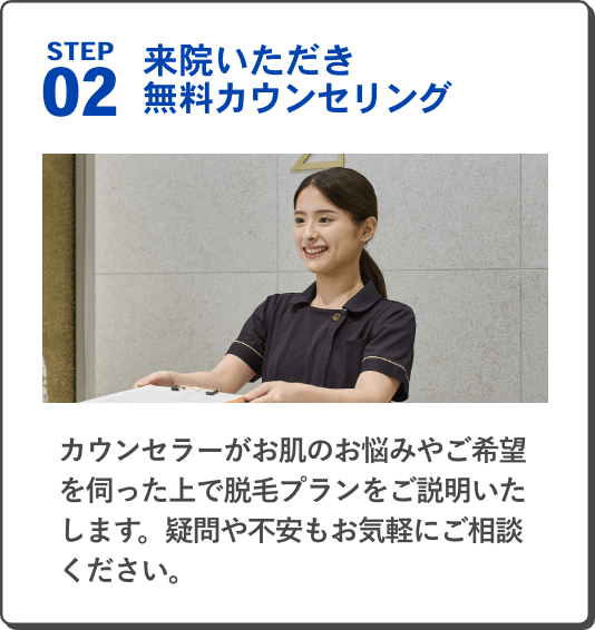 STEP 02 来院いただき無料カウンセリング