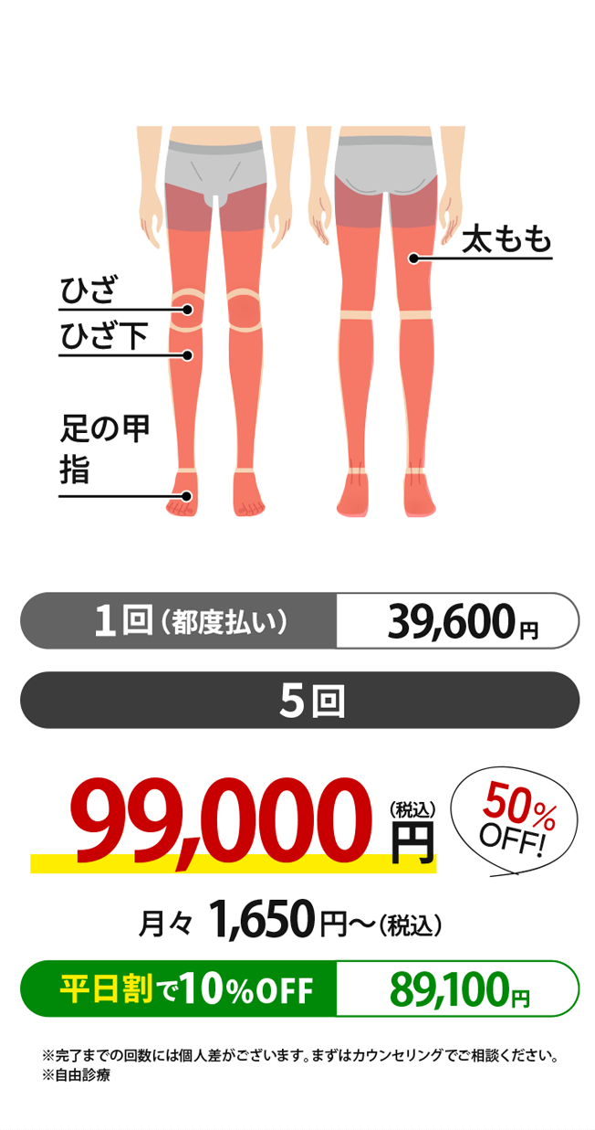 足全体脱毛 料金表