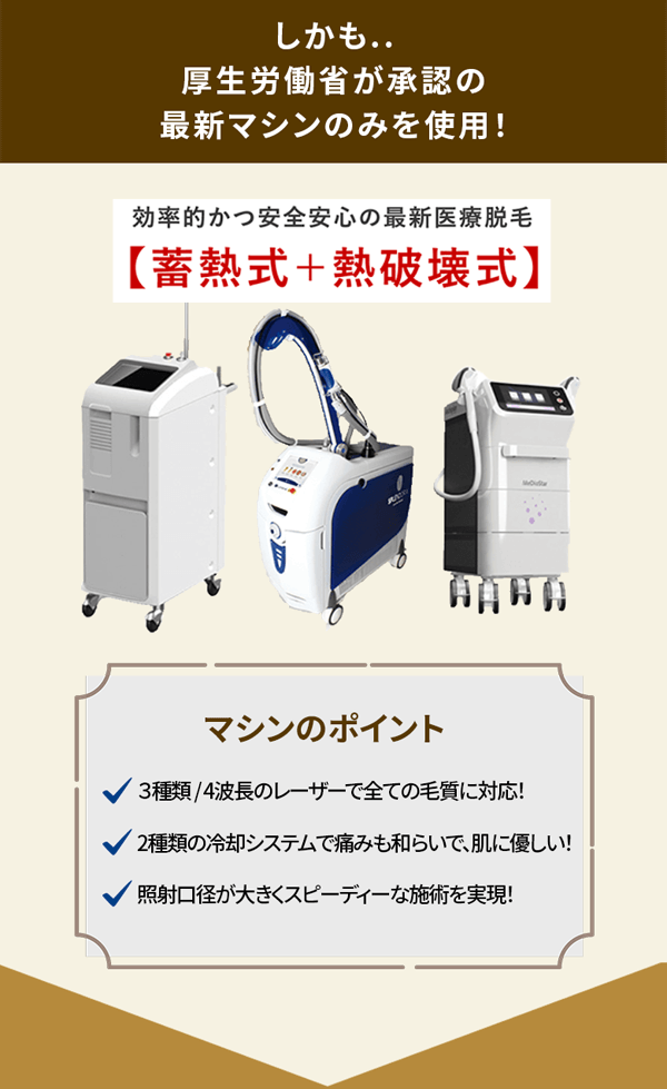 厚生労働省が承認の最新マシンのみを使用！